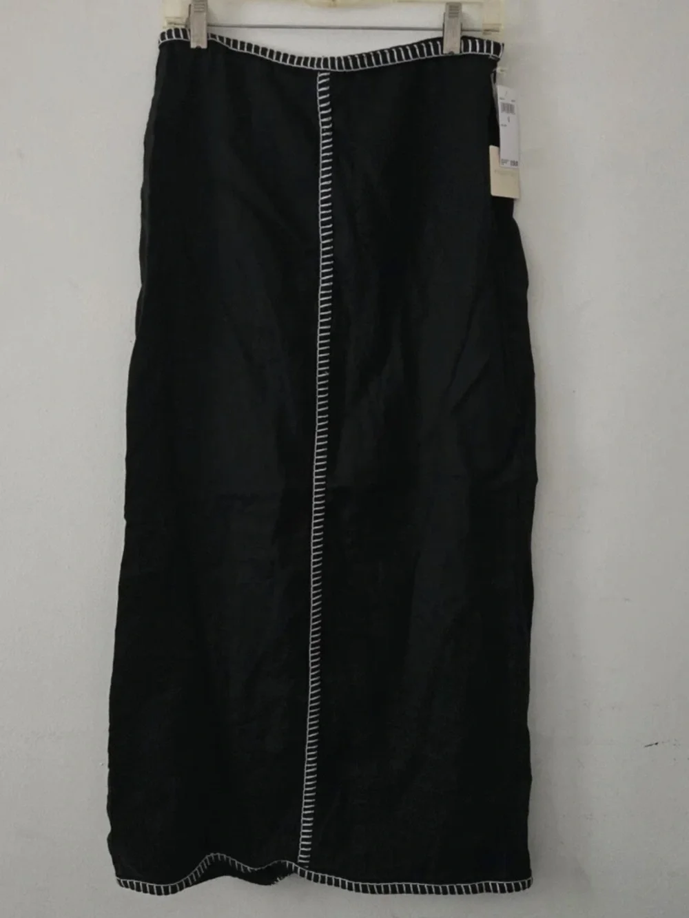 NWT Magaschoni Black 100% Linen 2-Piece Set Crop Top L & Maxi Skirt 10